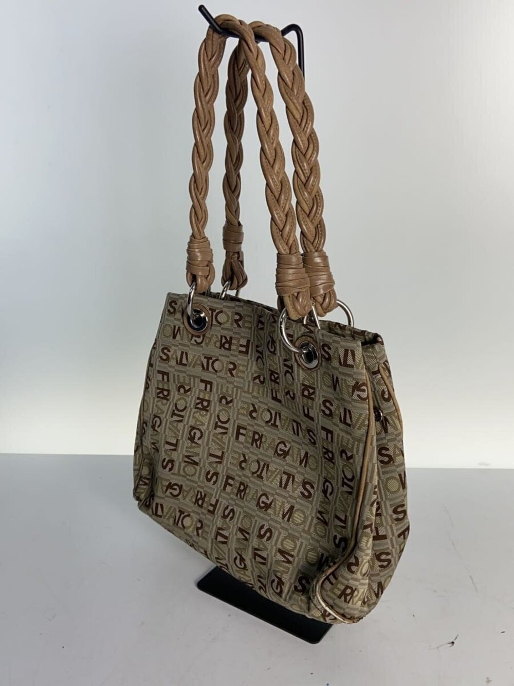 Salvatore Ferragamo Handbag Canvas Brown All over Brown